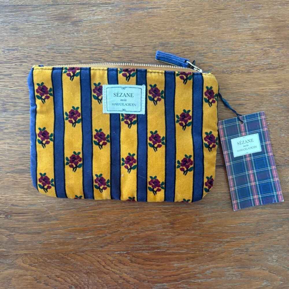 Sézane MDLO Hermosa Print Cotton Velvet Flat Pouch Bag Clutch Maria de la Orden